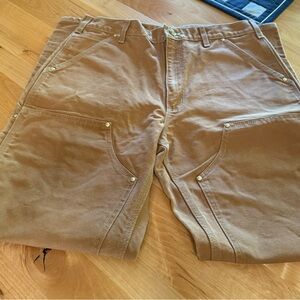 Carhartt Men’s Double Knee Brown Dungaree Fit Work Pants 33x32